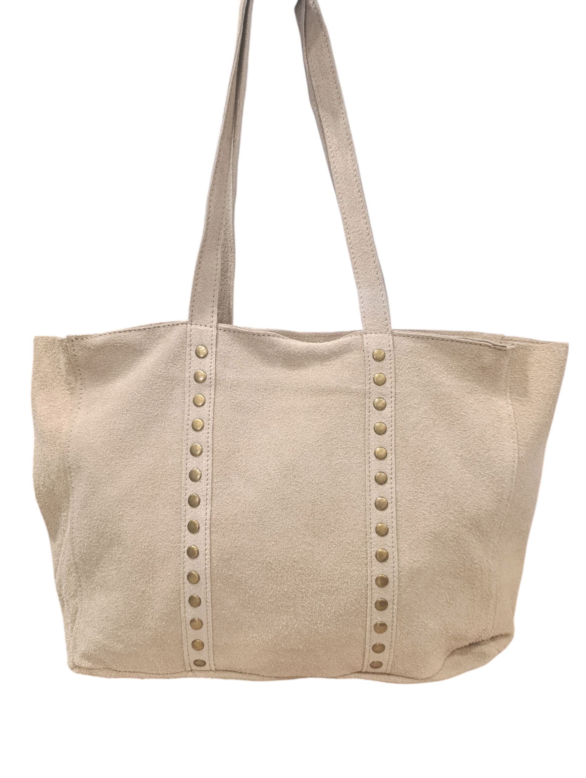 Bolso tote ante tacha crudo