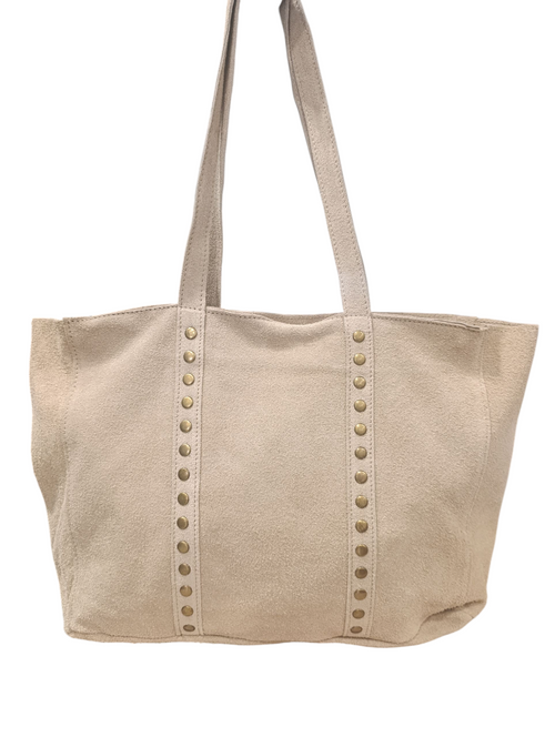 Bolso tote ante tacha crudo